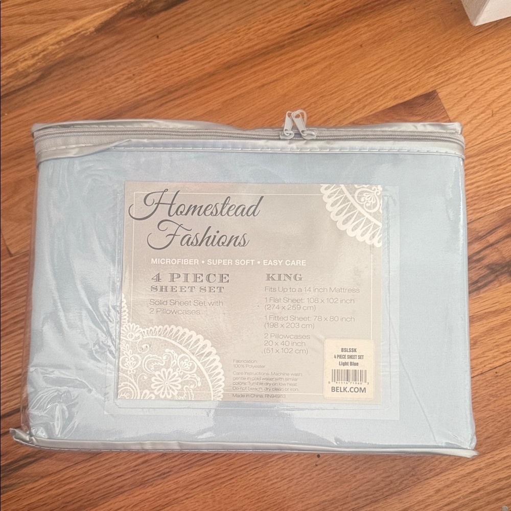 NWT Light Blue King Sheet Set